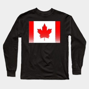 Flag of Canada With Halftone Effect Long Sleeve T-Shirt